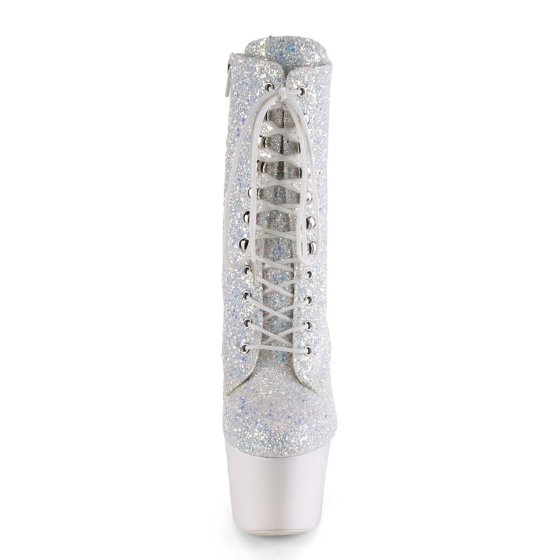 Bílé striptýz svítící kozačky ADO1020LG/NWMG/NW | ADORE-1020LG Pleaser - zepředu