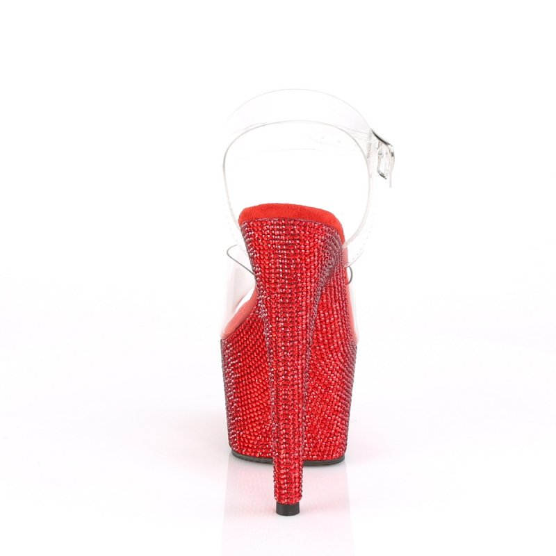 Červené luxusní sandály Pleaser BEJ708DM/C/RRS | BEJEWELED-708DM Pleaser - zezadu