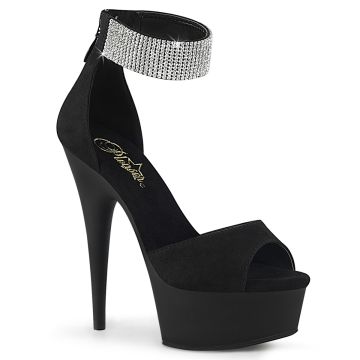 DELIGHT-625 | Černé luxusní sandály na podpatku DEL625/BFS/M Pleaser
