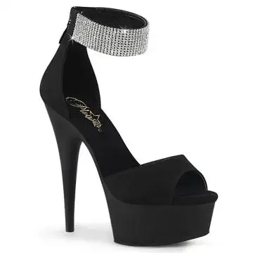 Černé luxusní sandály na podpatku DEL625/BFS/M | DELIGHT-625 Pleaser