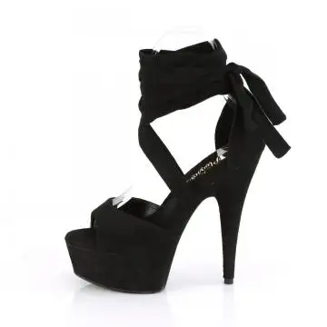 Černé semišové páskové boty na platformě DEL679/BFS/M | DELIGHT-679 Pleaser - z vnitřku