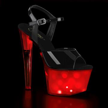 Pole dance boty | LED svítící sandály Pleaser DISCOLT709/B/WGLOW