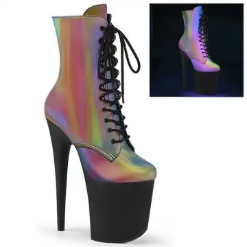Duhové svítící taneční kozačky FLAM1020REFL/RBOW/B Pleaser | FLAMINGO-1020REFL Pleaser