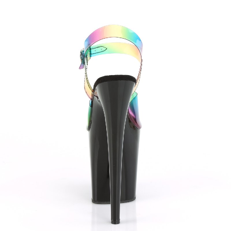Sexy boty s duhovými pásky FLAM808RB/RBOWPVC/B | FLAMINGO-808RB Pleaser - zezadu