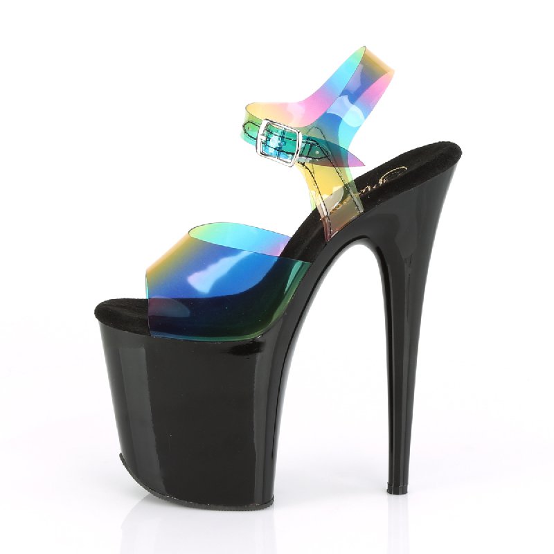 Sexy boty s duhovými pásky FLAM808RB/RBOWPVC/B | FLAMINGO-808RB Pleaser - z vnitřku