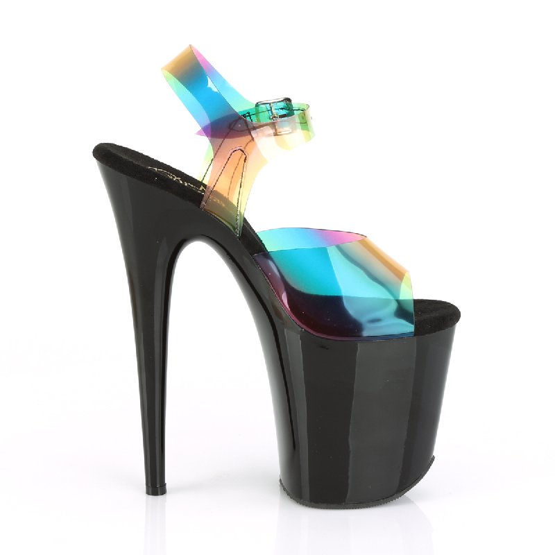 Sexy boty s duhovými pásky FLAM808RB/RBOWPVC/B | FLAMINGO-808RB Pleaser - z vnějšku