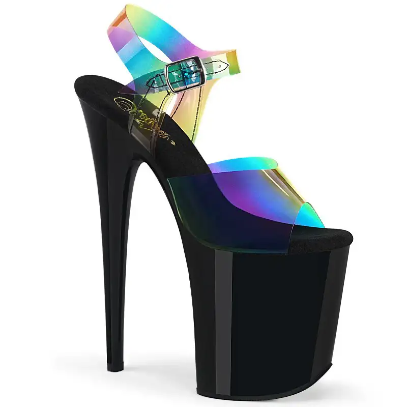 Sexy boty s duhovými pásky FLAM808RB/RBOWPVC/B