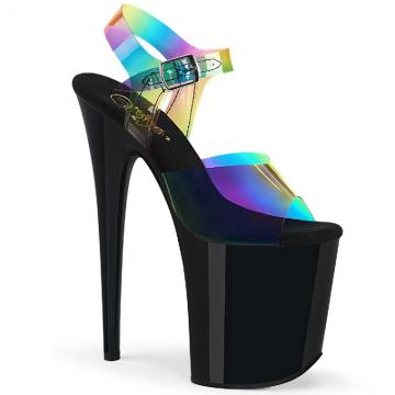 Sandály na pole dance | Sexy boty s duhovými pásky FLAM808RB/RBOWPVC/B Pleaser