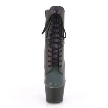Tmavě zelené svítící kozačky ADO1020REFL/GRNMC/B Pleaser | ADORE-1020REFL Pleaser - zepředu