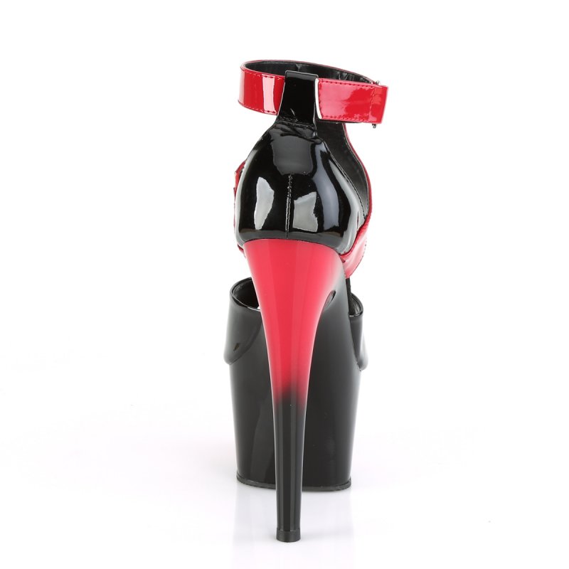 Červeno-černé extravagantní boty Pleaser ADO700-16/B-R/R-B | ADORE-700-16 Pleaser - zezadu