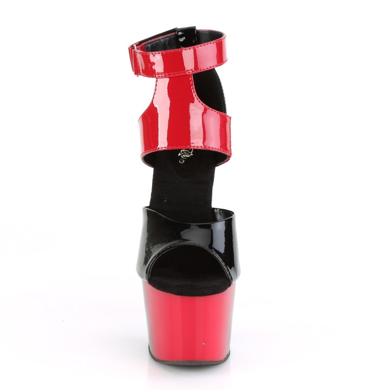 Červeno-černé extravagantní boty Pleaser ADO700-16/B-R/R-B | ADORE-700-16 Pleaser - zepředu