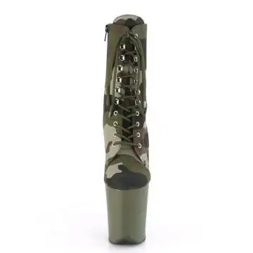 Pole dance kozačky s kamufláží FLAM1020CAMO/GRN/DOL Pleaser | FLAMINGO-1020CAMO Pleaser - zepředu