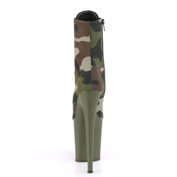 Pole dance kozačky s kamufláží FLAM1020CAMO/GRN/DOL Pleaser | FLAMINGO-1020CAMO - zezadu