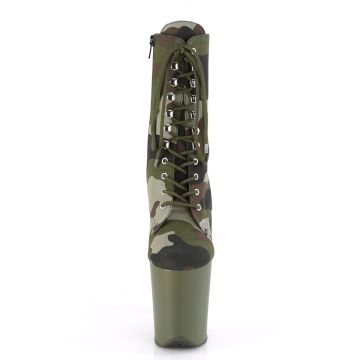 Pole dance kozačky s kamufláží FLAM1020CAMO/GRN/DOL Pleaser | FLAMINGO-1020CAMO - zepředu