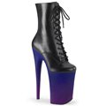 Černé kozačky s modro fialovým extrémním podpatkem INF1020BP/BPU/BLU-PP