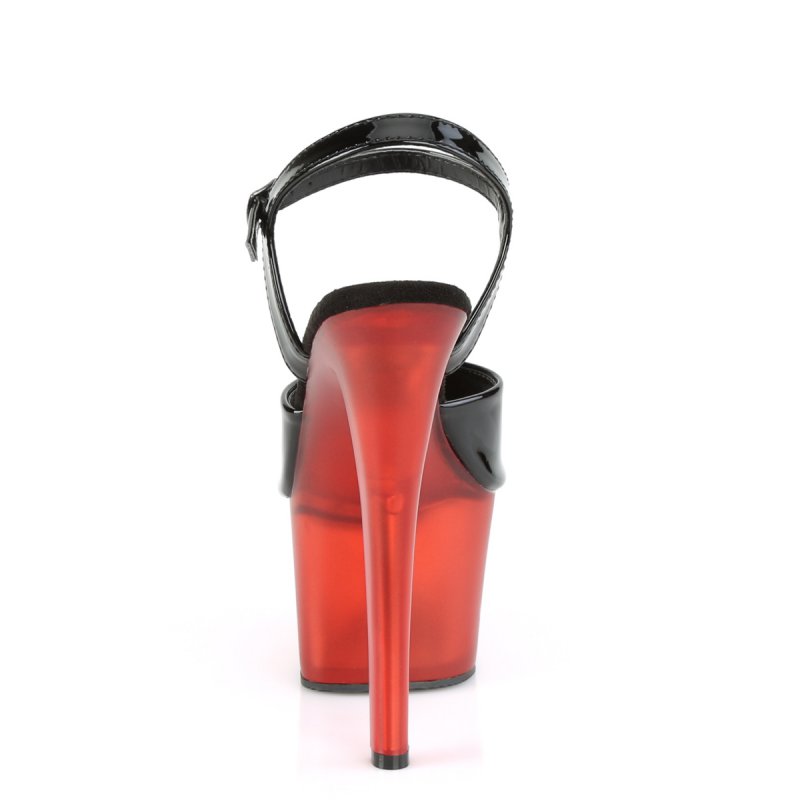 Černé-červené sexy boty na vysokém podpatku SKY309T/B/R | SKY-309T Pleaser - zezadu
