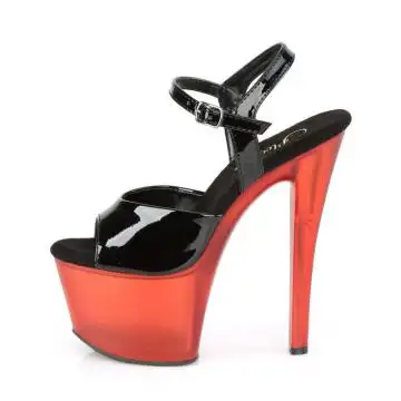 Černé-červené sexy boty na vysokém podpatku SKY309T/B/R | SKY-309T Pleaser - z vnitřku