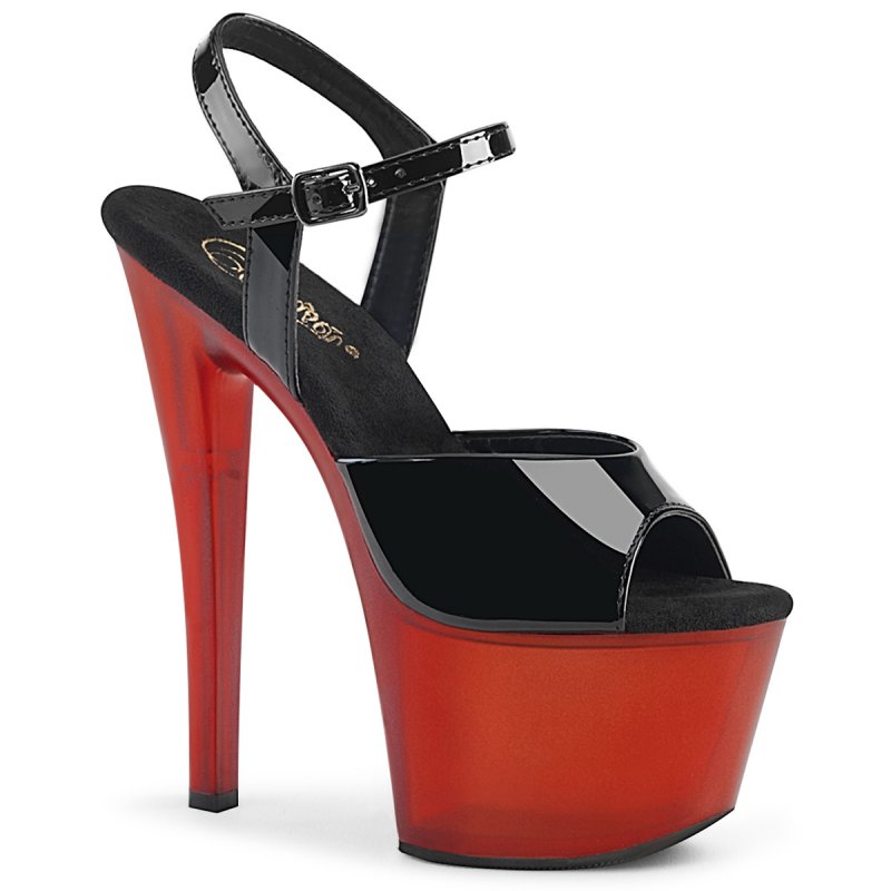 Černé-červené sexy boty na vysokém podpatku SKY309T/B/R | SKY-309T Pleaser