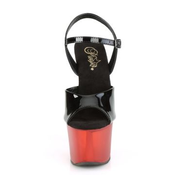 Černé-červené sexy boty na vysokém podpatku SKY309T/B/R | SKY-309T Pleaser - zepředu
