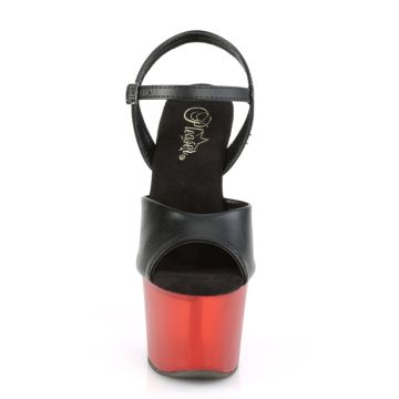 Černé matné-červené boty na vysokém podpatku SKY309T/BPU/R | SKY-309T Pleaser - zepředu