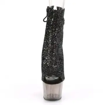 Černé go-go boty s třpytkami Pleaser ADO1018GT/BG/SMK | ADORE-1018GT Pleaser - zepředu