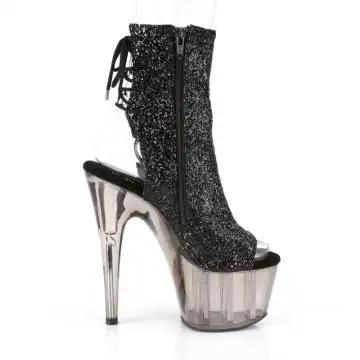 Černé go-go boty s třpytkami Pleaser ADO1018GT/BG/SMK | ADORE-1018GT Pleaser - z vnějšku
