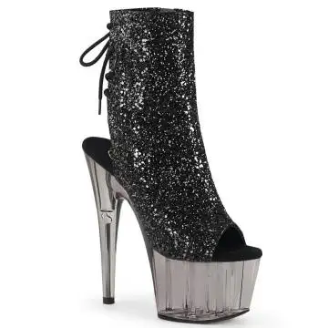 Černé go-go boty s třpytkami Pleaser ADO1018GT/BG/SMK | ADORE-1018GT Pleaser