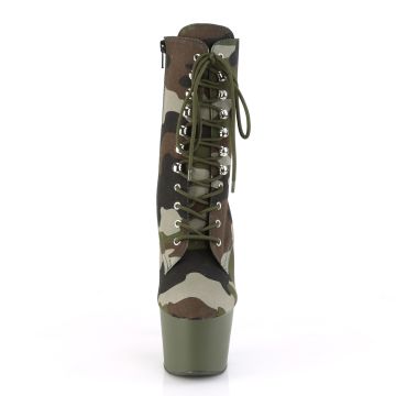 Taneční pole dance kozačky s kamufláží ADO1020CAMO/GRN/DOL | ADORE-1020CAMO Pleaser - zepředu