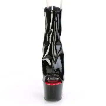 Černé extravagantní boty s červeným šněrováním ADO1025/B-R/B | ADORE-1025 Pleaser - zepředu