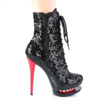 Sexy go-go kozačky BL-R1020/BSQ/B-R | BLONDIE-R-1020 Pleaser - z vnějšku