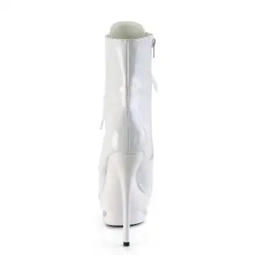 Bílé lesklé go-go kozačky BL-R1020/W/M | BLONDIE-R-1020 Pleaser - zezadu