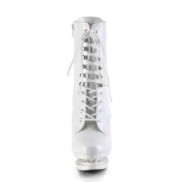 Bílé lesklé go-go kozačky BL-R1020/W/M | BLONDIE-R-1020 Pleaser - zepředu