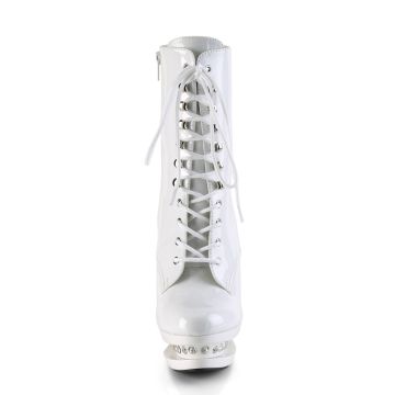 Bílé lesklé go-go kozačky BL-R1020/W/M | BLONDIE-R-1020 Pleaser - zepředu Bílé lesklé go-go kozačky BL-R1020/W/M | BLONDIE-R-1020 Pleaser - zepředu