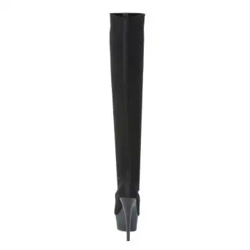 Černé kozačky s natahovací nohavicí Pleaser DEL3002-1/BFA/M | DELIGHT-3002-1 Pleaser - zezadu