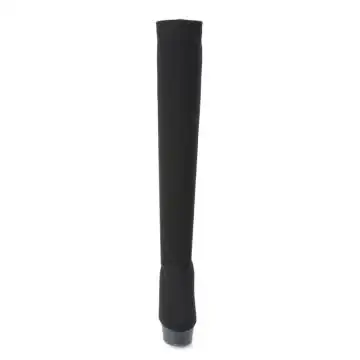 Černé kozačky s natahovací nohavicí Pleaser DEL3002-1/BFA/M | DELIGHT-3002-1 Pleaser - zepředu