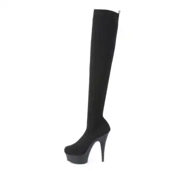 Černé kozačky s natahovací nohavicí Pleaser DEL3002-1/BFA/M | DELIGHT-3002-1 Pleaser - z vnitřku