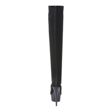 Černé kozačky s natahovací nohavicí Pleaser DEL3002-1/BFA/M | DELIGHT-3002-1 Pleaser - zezadu Černé kozačky s natahovací nohavicí Pleaser DEL3002-1/BFA/M | DELIGHT-3002-1 Pleaser - zezadu