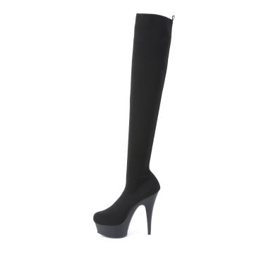 Černé kozačky s natahovací nohavicí Pleaser DEL3002-1/BFA/M | DELIGHT-3002-1 Pleaser - z vnitřku Černé kozačky s natahovací nohavicí Pleaser DEL3002-1/BFA/M | DELIGHT-3002-1 Pleaser - z vnitřku