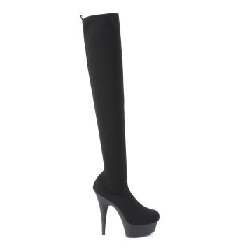 Černé kozačky s natahovací nohavicí Pleaser DEL3002-1/BFA/M | DELIGHT-3002-1 Pleaser - z vnějšku Černé kozačky s natahovací nohavicí Pleaser DEL3002-1/BFA/M | DELIGHT-3002-1 Pleaser - z vnějšku