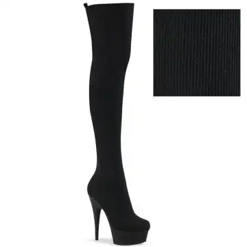 Černé kozačky s natahovací nohavicí Pleaser DEL3002-1/BFA/M | DELIGHT-3002-1 Pleaser