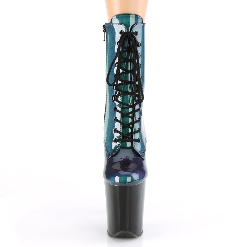 Kozačky na extrémním podpatku FLAM1020SHG/PP-GN/B | FLAMINGO-1020SHG Pleaser - zepředu