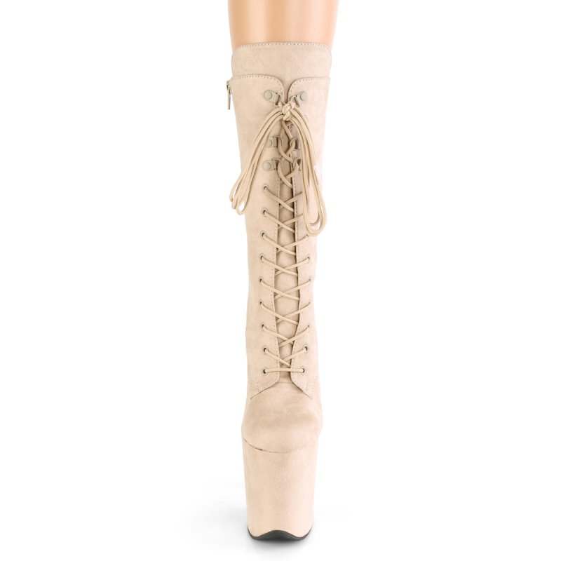 Béžové pole dance kozačky FLAM1050FS/BEFS/M | FLAMINGO-1050FS Pleaser - zepředu