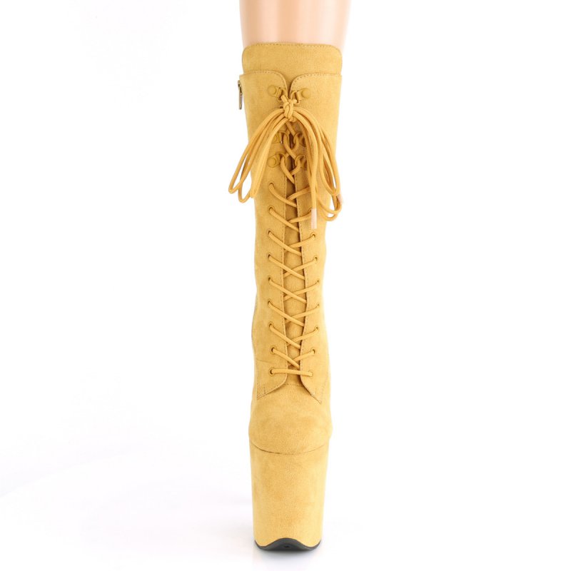 Nažloutlé taneční kozačky FLAM1050FS/MUSFS/M | FLAMINGO-1050FS Pleaser - zepředu