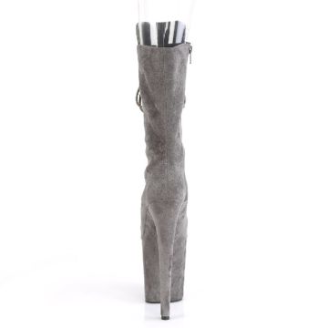 FLAMINGO-1051FS FLAM1051FS/GYFS/M Šedivé taneční kozačky na pole dance Pleaser - zezadu