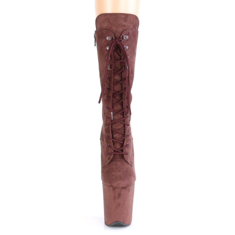 Hnědé taneční kozačky FLAM1050FS/BNFS/M | FLAMINGO-1050FS Pleaser - zepředu
