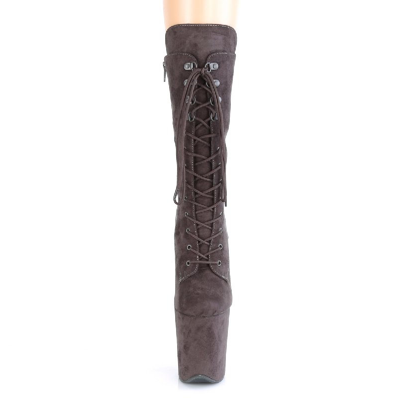 Šedé taneční kozačky FLAM1050FS/MDGYFS/M | FLAMINGO-1050FS Pleaser - zepředu
