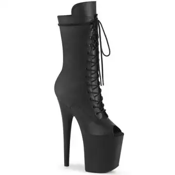 Černé kožené taneční kozačky FLAM1051WR/BPU/M | FLAMINGO-1051WR Pleaser