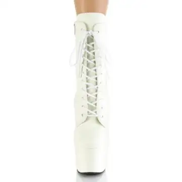 Bílé kozačky svítící pod UV světlem Pleaser ADO1020GD/WPU/M | ADORE-1020GD Pleaser - zepředu