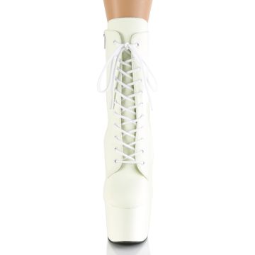 Bílé kozačky svítící pod UV světlem Pleaser ADO1020GD/WPU/M | ADORE-1020GD - zepředu