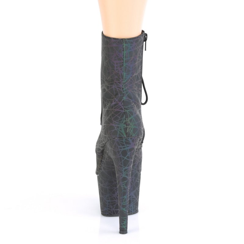 Fialovo-zelené svítící kozačky ADO1020REFL/GNPP/M Pleaser | ADORE-1020REFL Pleaser - zezadu